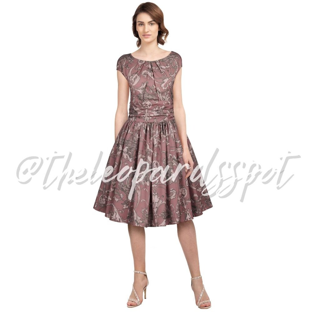 CHIC STAR Mona Vintage Style Dress in Pink Leaf